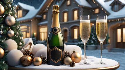 Champagne with glasses	