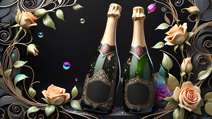 Champagne with glasses	