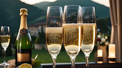 Champagne with glasses	