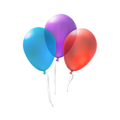 A vibrant bunch of red and yellow helium balloons with strings creates a happy birthday celebration atmosphere, featuring colorful rubber toy decorations isolated on white for a fun holiday party illu