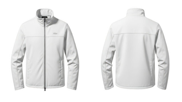 Men's white softshell jacket isolated on white background