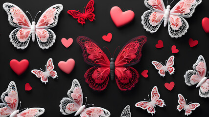 Bright pink butterfly on a white background	