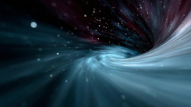 wormhole tunnel bending time and space, glowing hyperspace vortex filled with millions of stars, nebula clouds and streaks of light