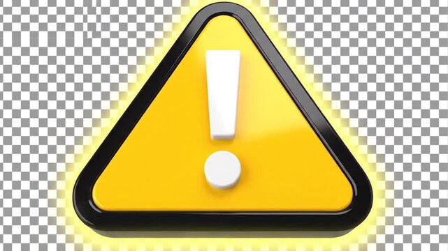 Warning sign illustration 3 d rendered yellow triangle with exclamation point on transparent background