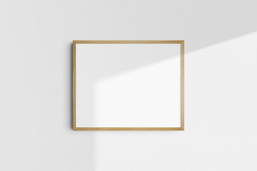 Horizontal frame mockup 5:4, 10x8, 4:5 landscape. Single oak wood frame mockup. Clean, modern, minimalist, bright. Shadow overlay.