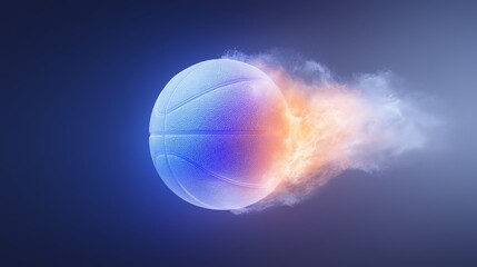 Basketball ball banner with dynamic colorful energetic light trails. Basketball wallpaper