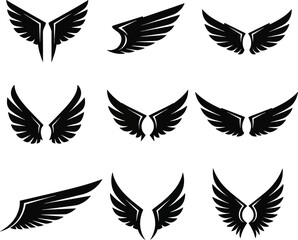 Obraz premium Set of Nine Vector Wings Icons Eagle Angel Design Elements