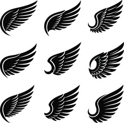 Obraz premium Vintage Black Wings Icon Set Crest Logo Elements