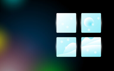 Winter Landscape Through Window Shape, Copy Space on Left