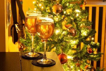 New Year theme with champagne glasses