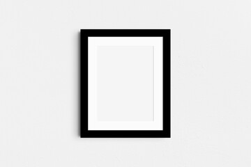 Frame mockup 4:5. Single black frame mockup. Clean, modern, minimalist, bright. Portrait. Vertical. Passepartout/mat opening in 3:4 aspect ratio.