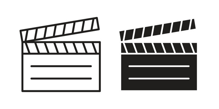 Film clapperboard icons. Line Illustration Vector Template. Clipart concept illustration