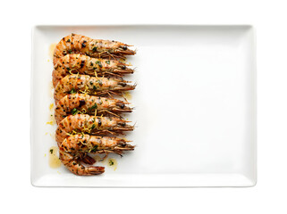 Delicious Grilled Shrimp Platter Showcasing Succulent Marine Delicacies on a White Plate