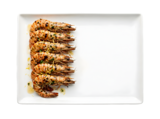Delicious Grilled Shrimp Platter Showcasing Succulent Marine Delicacies on a White Plate
