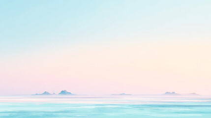 Fototapeta premium パステルカラーの空と穏やかな水面 