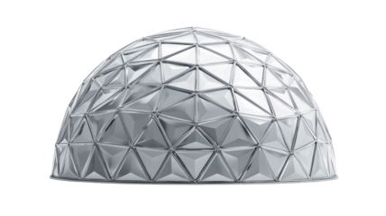 Silver geodesic dome structure isolated for futuristic habitat or exhibition design projects.

