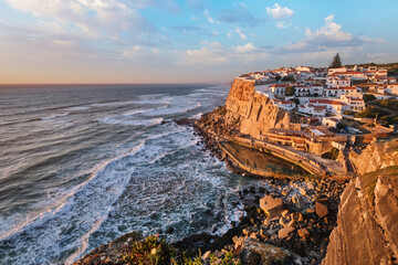 Sunset view over Azenhas do Mar village on the Atlantic coast of Portugal. Portugal