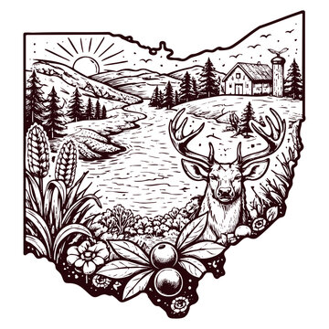 Ohio state outline map illustration