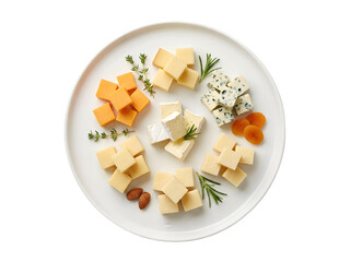 Assorted Cheese Platter Featuring Various Cheeses, Nuts, and Herbs Presented Aesthetically