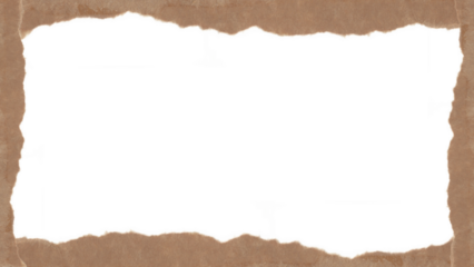 Vintage Torn Kraft Paper Frame with Transparent Background