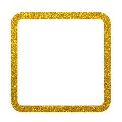 Rounded square glitter frame isolated. Golden sparkling rectangle border