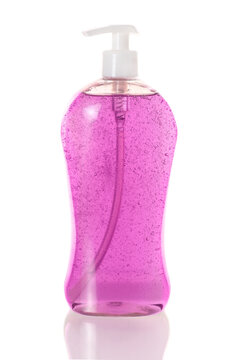 Plastic Bottle with liquid soap on a white background