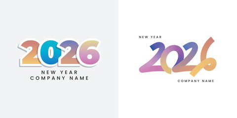 2026 number happy new year template design