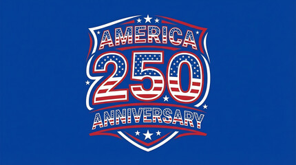 America 250th Anniversary Graphic Design with Stars and Stripes Emblem