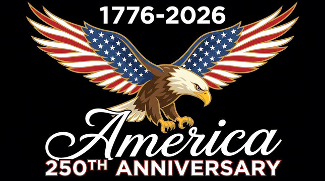 American Eagle with USA Flag Wings Celebrates 250th Anniversary 1776-2026