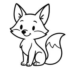 Obraz premium Cute cartoon fox vector illustration with happy animal character isolated on white background