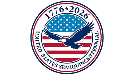 United States Semiquincentennial Celebration 1776-2026 Logo with Eagle and American Flag