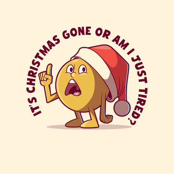 Clueless Emoji Character with a Santa Hat vector illustration. Communication, Holiday design concept.