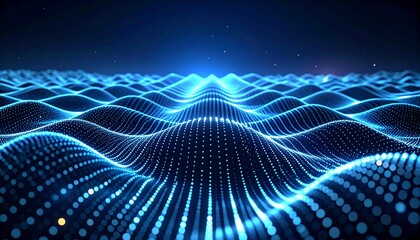 Data ripple horizon extending across digital space with layered wave motion, luminous signal depth, and futuristic abstract technology realism