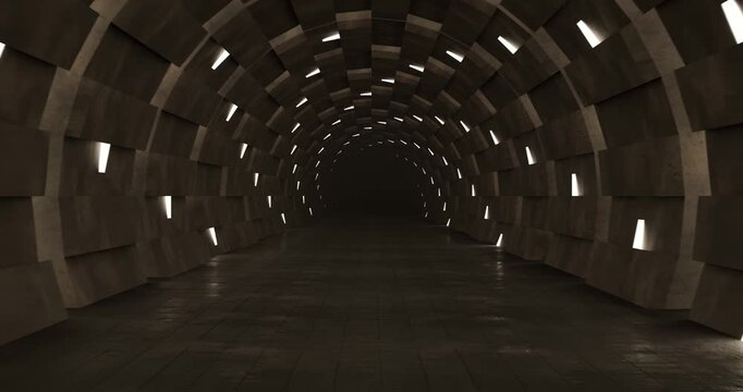 Futuristic Tunnel with Illuminated Panels looping animation