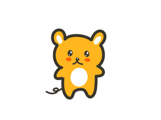 Cute Orange Mouse Character, Kawaii Animal Illustration