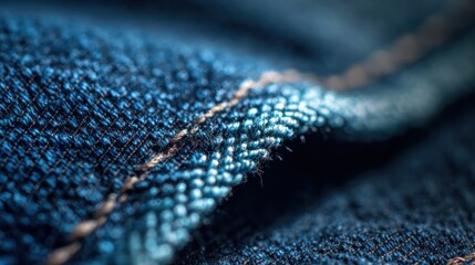 Close up denim fabric texture with visible stitching