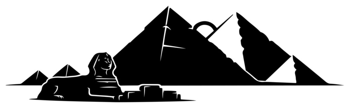 Ancient egyptian landscape featuring the great sphinx and pyramids of giza