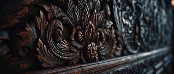 Close up of intricately carved wood