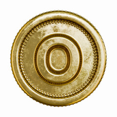 Golden aged coin Letter O 3D
