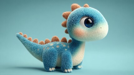 Cute cartoon dinosaur on a blue background