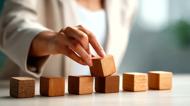 Hand rotating cubes showing location work terminology clean white backdrop onsite remote comparison workplace choice symbolism career flexibility concept with copy space