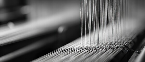 Close up of a textile weaving loom