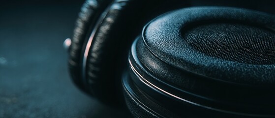 Close up of black headphones
