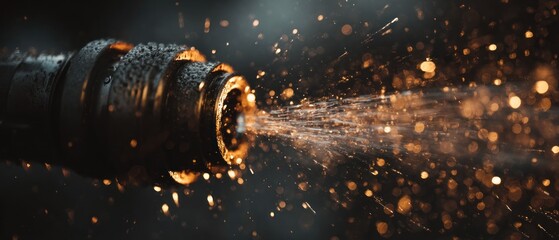 Metal tube with sparks industry and manufacturing