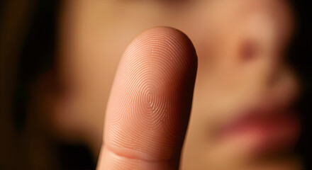 Close-up of a fingerprint being scanned against a blurred background, symbolizing identity verification and biometric security.