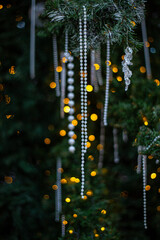 Christmas tree decorations and lights