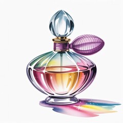 Colorful Glass Perfume Bottle With Unique Design Displays Vibrant Liquid on a Simple Surface