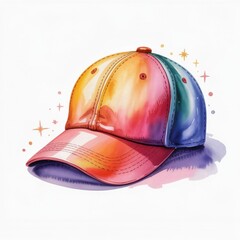 Colorful Cap Illustration Created With Watercolor Techniques in Bright Art Style
