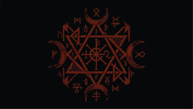 Mystical occult symbol with sacred geometry and esoteric elements.