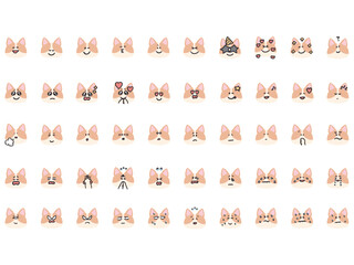 やさしいねこの表情アイコンセット（50種）｜Cat Emotion Icon Set for Kindergarten & Kids